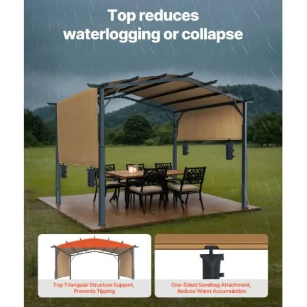 Clearance Pergola, 365x305x254 cm, Beige, Metal Buer, Spalier, Lysthuse Uden Tag