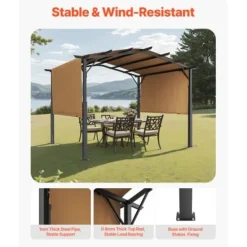 Clearance Pergola, 365x305x254 cm, Beige, Metal Buer, Spalier, Lysthuse Uden Tag