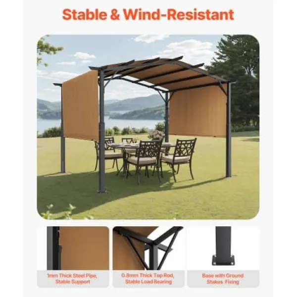 Clearance Pergola, 365x305x254 cm, Beige, Metal Buer, Spalier, Lysthuse Uden Tag