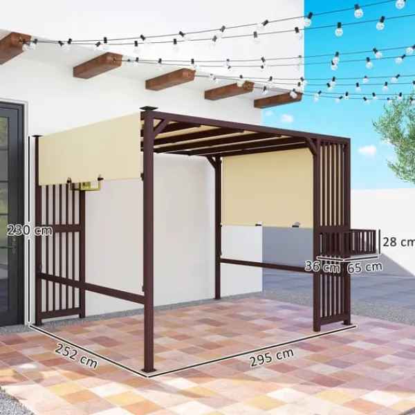Buer, Spalier, Lysthuse Uden Tag^Pergola, 295x252x230 cm, Brun
