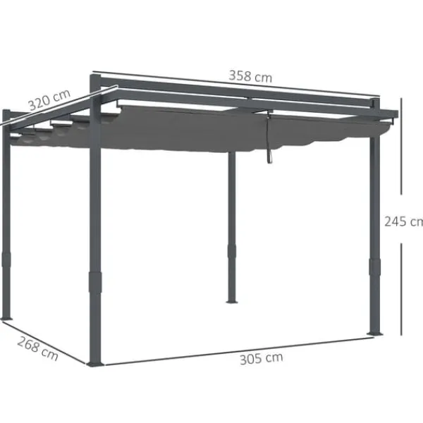 Online Pergola, 358x320x245 cm, Grå Buer, Spalier, Lysthuse Uden Tag