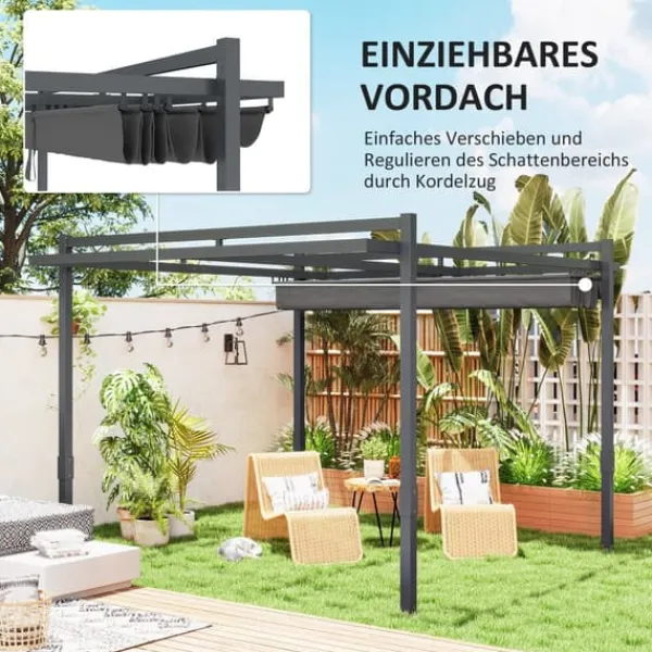 Online Pergola, 358x320x245 cm, Grå Buer, Spalier, Lysthuse Uden Tag