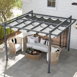 Online Pergola, 358x320x245 cm, Grå Buer, Spalier, Lysthuse Uden Tag