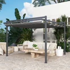 Online Pergola, 358x320x245 cm, Grå Buer, Spalier, Lysthuse Uden Tag