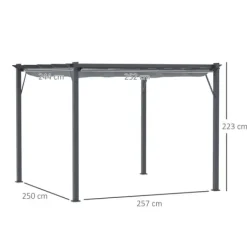 Outlet Pergola/pavillon 3×3×2,23 m, skydetag, aluminium, kulgrå/mørkegrå Buer, Spalier, Lysthuse Uden Tag