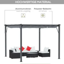Outlet Pergola/pavillon 3×3×2,23 m, skydetag, aluminium, kulgrå/mørkegrå Buer, Spalier, Lysthuse Uden Tag