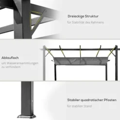 Outlet Pergola/pavillon 3×3×2,23 m, skydetag, aluminium, kulgrå/mørkegrå Buer, Spalier, Lysthuse Uden Tag