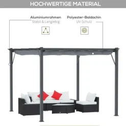 Discount Pergola/pavillon 3×3×2,23 m, skydetag, aluminium, kulgrå/mørkegrå Buer, Spalier, Lysthuse Uden Tag