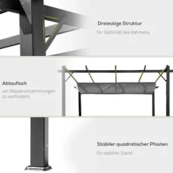 Discount Pergola/pavillon 3×3×2,23 m, skydetag, aluminium, kulgrå/mørkegrå Buer, Spalier, Lysthuse Uden Tag