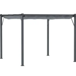 Best Pergola/pavillon 3×3×2,23 m, skydetag, aluminium, kulgrå/mørkegrå Buer, Spalier, Lysthuse Uden Tag