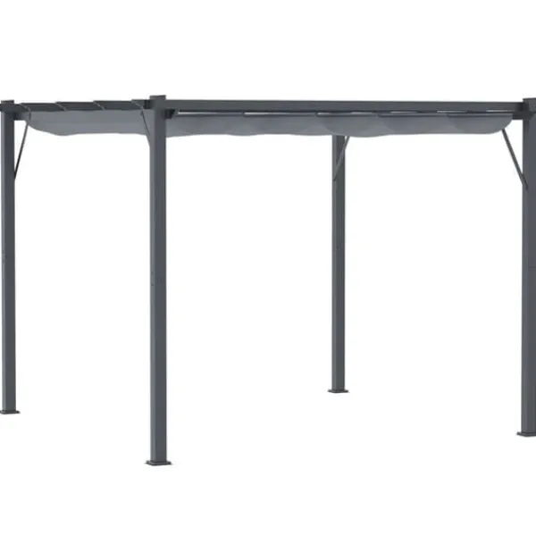 Best Pergola/pavillon 3×3×2,23 m, skydetag, aluminium, kulgrå/mørkegrå Buer, Spalier, Lysthuse Uden Tag