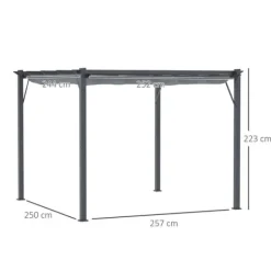 Best Pergola/pavillon 3×3×2,23 m, skydetag, aluminium, kulgrå/mørkegrå Buer, Spalier, Lysthuse Uden Tag