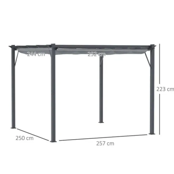 Best Pergola/pavillon 3×3×2,23 m, skydetag, aluminium, kulgrå/mørkegrå Buer, Spalier, Lysthuse Uden Tag