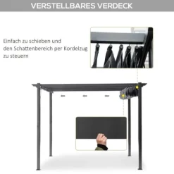 Best Pergola/pavillon 3×3×2,23 m, skydetag, aluminium, kulgrå/mørkegrå Buer, Spalier, Lysthuse Uden Tag