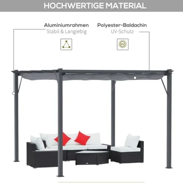 Best Pergola/pavillon 3×3×2,23 m, skydetag, aluminium, kulgrå/mørkegrå Buer, Spalier, Lysthuse Uden Tag