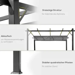 Best Pergola/pavillon 3×3×2,23 m, skydetag, aluminium, kulgrå/mørkegrå Buer, Spalier, Lysthuse Uden Tag