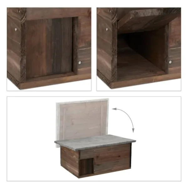 Til Fugle & Småvildt^Pindsvinehus, Træ, 20x45,5x33 cm, Brun