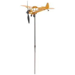 Best Piper J3 Cub Airplane Weathervane 3D Metal Airplane Weather Fane Udendørs tag Vindretningsindikator Haveindretning Lille Vinddekoration