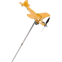 Best Piper J3 Cub Airplane Weathervane 3D Metal Airplane Weather Fane Udendørs tag Vindretningsindikator Haveindretning Lille Vinddekoration