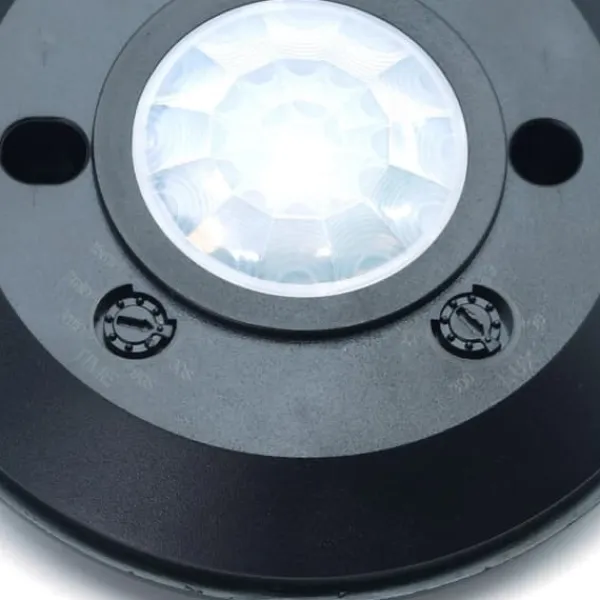 Bevægelsesdetektorer^PIR bevægelsessensor loft sort rund Ø10cm ultra flad Idealed