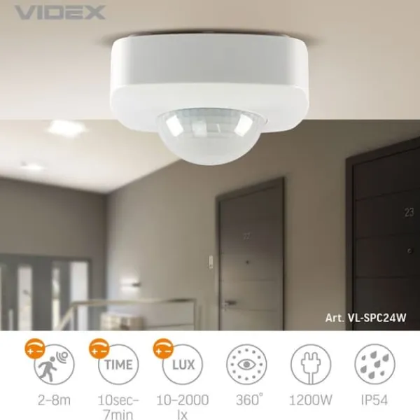 Bevægelsesdetektorer^PIR udendørs bevægelses- og lyssensor 1200W IP54 8 meter Videx