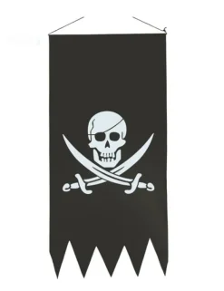 Hot Piratflag med hvidt dødningehoved 43 x 86 cm. Size-Standard Flag & Vindposer