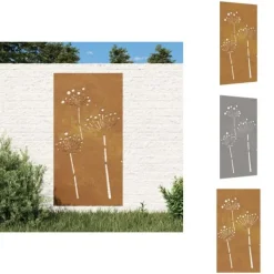 Sale Plakater, prints & vægkunst - Living udendørs vægdekoration 105x55 cm blomsterdesign cortenstål Havedekorationer