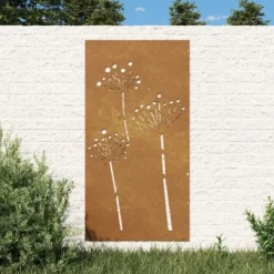 Sale Plakater, prints & vægkunst - Living udendørs vægdekoration 105x55 cm blomsterdesign cortenstål Havedekorationer
