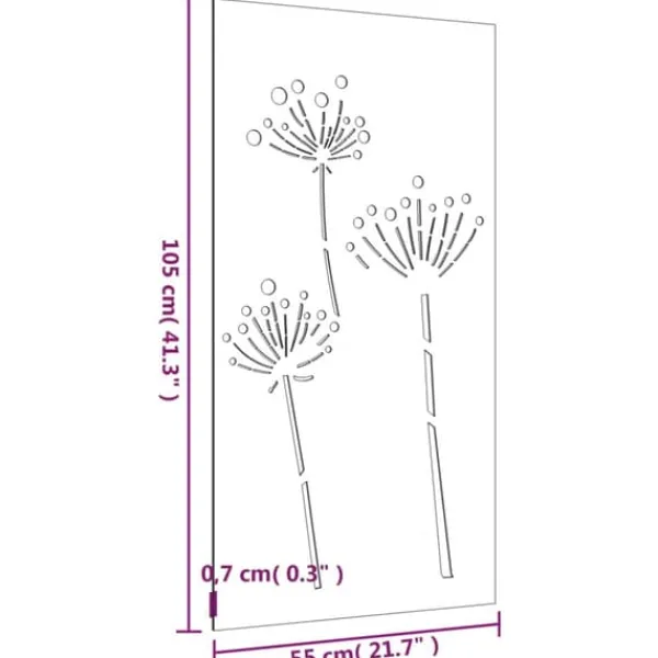 Sale Plakater, prints & vægkunst - Living udendørs vægdekoration 105x55 cm blomsterdesign cortenstål Havedekorationer