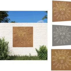 Havedekorationer^Plakater, prints & vægkunst - Living udendørs vægdekoration 55x55 cm soldesign cortenstål