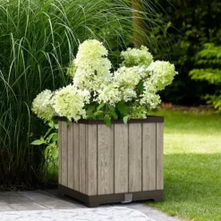 Krukker & Plantebeholdere^Plant pot Keter 262635 Oak Resin Plastic Squared
