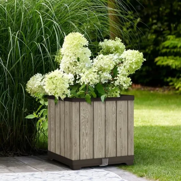 Krukker & Plantebeholdere^Plant pot Keter 262635 Oak Resin Plastic Squared