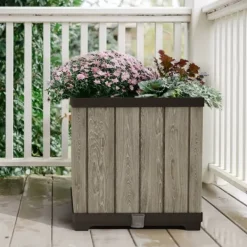Krukker & Plantebeholdere^Plant pot Keter 262635 Oak Resin Plastic Squared
