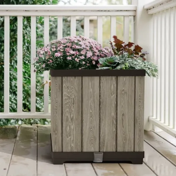 Krukker & Plantebeholdere^Plant pot Keter 262635 Oak Resin Plastic Squared