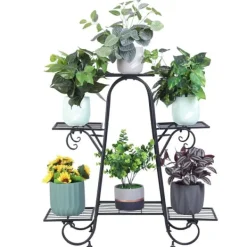 Best Plante Stativ, 6 Niveauer, Indendørs/Udendørs Brug, sort Plantestativer