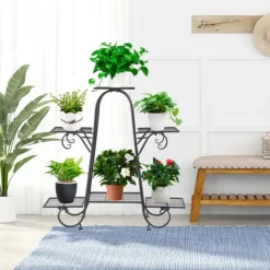 Best Plante Stativ, 6 Niveauer, Indendørs/Udendørs Brug, sort Plantestativer