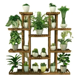 Discount Plante Stativ, Flere Niveauer, 46 tommer Højde, Træ Blomsterstativ Holder, brun Plantestativer