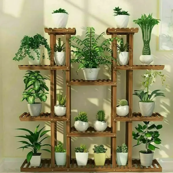 Discount Plante Stativ, Flere Niveauer, 46 tommer Højde, Træ Blomsterstativ Holder, brun Plantestativer