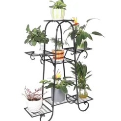 Plante stativer, 7 niveauer design, indendørs/udendørs brug, Sort Plantestativer
