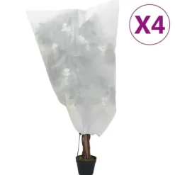 Haveduge^Plantebeskyttelse med snore - Vinterbeskyttelse | Størrelse: 0,8x1 m | 4 stk. 70 g/m²