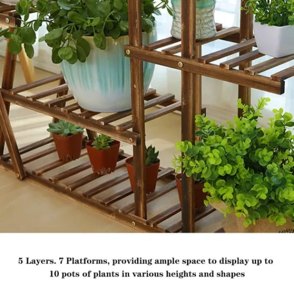 Best Plantebord, 5 niveauer, 95 cm x 25 cm x 95 cm, træ, samlingsmetode, egnet til indendørs og udendørs brug Plantestativer