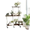 Plantningsbænke^Plantebord, 3 niveauer, robust metal konstruktion,Valnødde træ