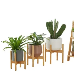 Plantebord, Bambusmateriale, Dimensioner 50cm x 30cm x 80cm, Vægtkapacitet 20kg pr. hylde, Indendørs og udendørs kompatibilitet Plantestativer
