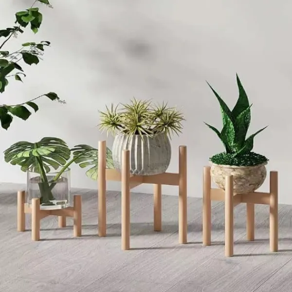 Plantebord, Bambusmateriale, Dimensioner 50cm x 30cm x 80cm, Vægtkapacitet 20kg pr. hylde, Indendørs og udendørs kompatibilitet Plantestativer
