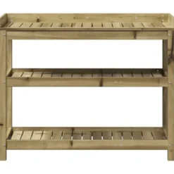 Plantningsbænke^Plantebord i imprægneret fyrretræ med hylder | Størrelse: 108x45x86,5 cm