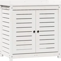 Sale Plantebord i massiv fyrretræ med hylder - Opbevaring til potteplanter | Størrelse: 82,5x50x86,5 cm | Farve: Hvid Plantningsbænke