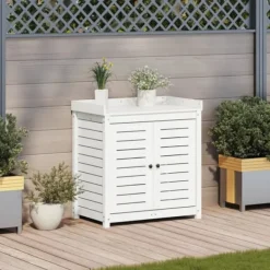 Sale Plantebord i massiv fyrretræ med hylder - Opbevaring til potteplanter | Størrelse: 82,5x50x86,5 cm | Farve: Hvid Plantningsbænke