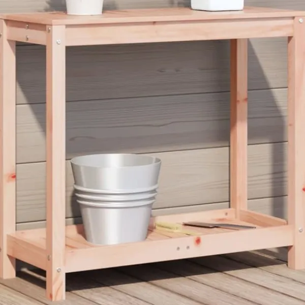 Best Plantebord i massivt douglasgran med hylde | Størrelse: 82,5x35x75 cm Plantningsbænke