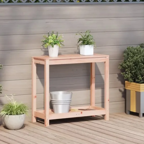 Best Plantebord i massivt douglasgran med hylde | Størrelse: 82,5x35x75 cm Plantningsbænke
