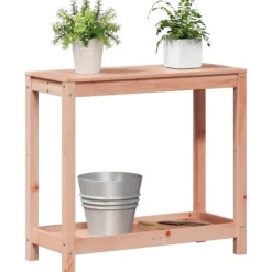 Best Plantebord i massivt douglasgran med hylde | Størrelse: 82,5x35x75 cm Plantningsbænke